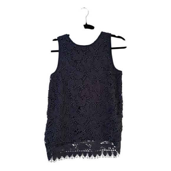 LOFT Navy Blue Lace Sleeveless Top - Picture 1 of 4
